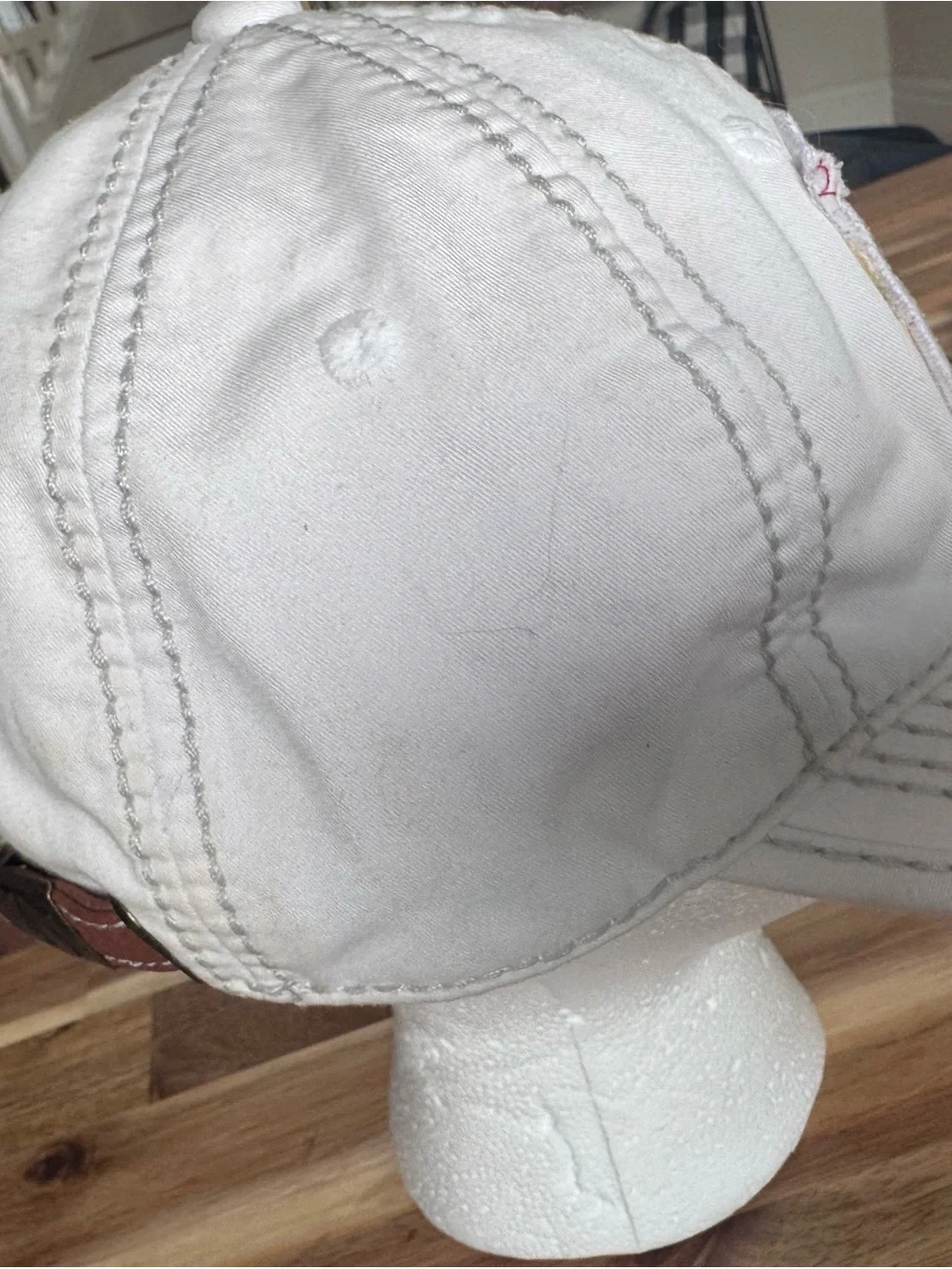 True Religion White Baseball Cap with Brown Brim Patch see photos for details